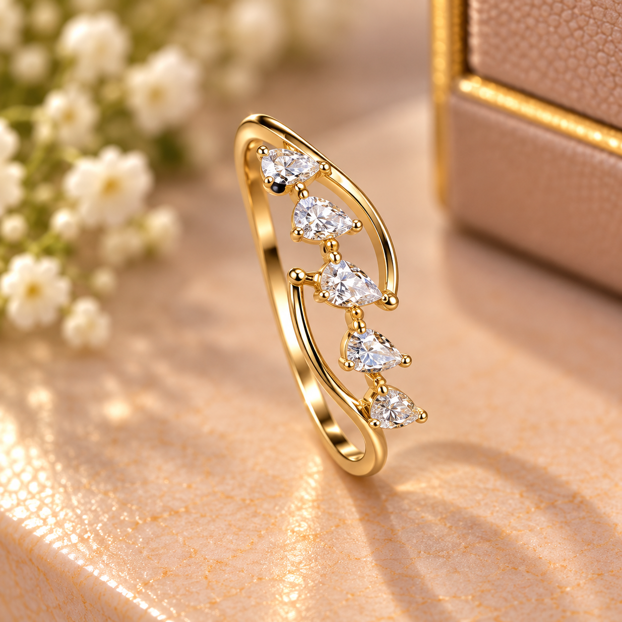 Pear-Diamond Gold Ring Elegance